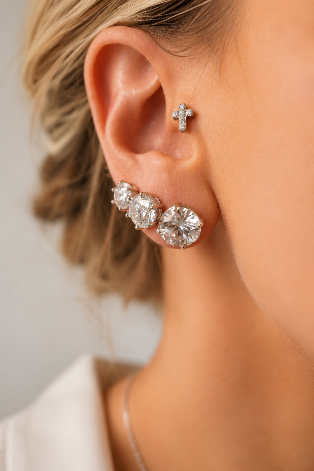 Sovereign Moissanite Stud Earrings — 6.5MM Portuguese Setting Edition