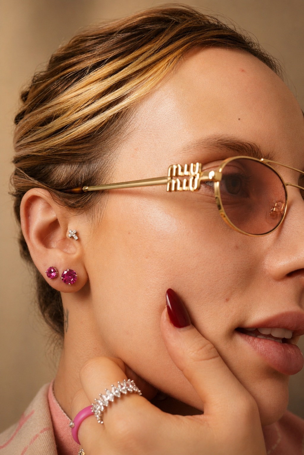 Chelsea Solitaire Pink Sapphire Earrings 8mm | Lab Grown