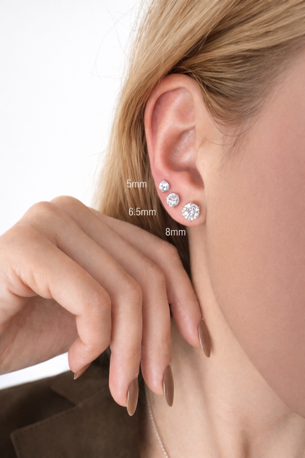 Sovereign Moissanite Stud Earrings 8mm - Rubielle London