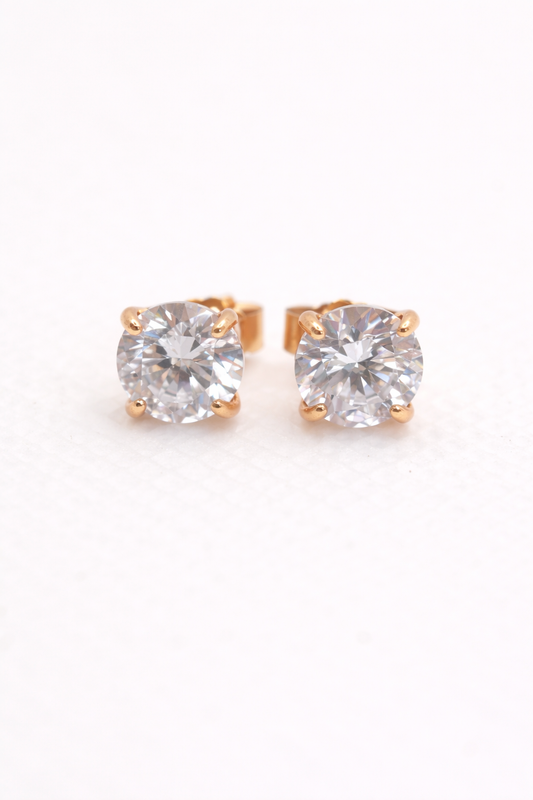 Chelsea Solitaire Stud Earrings 5mm — 18k Gold - Rubielle London