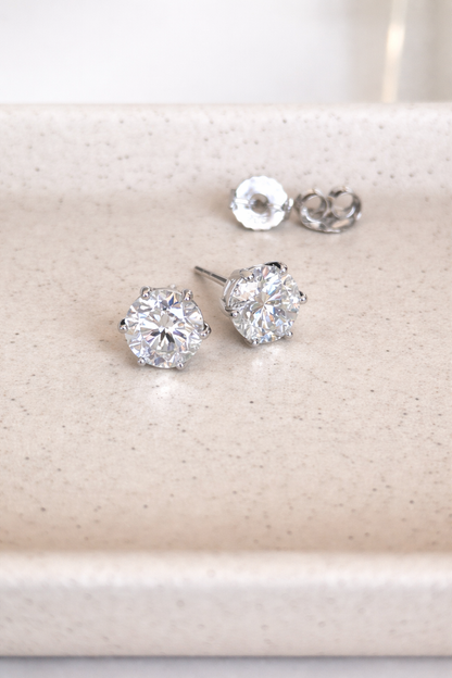Sovereign Moissanite Stud Earrings 8mm - Rubielle London
