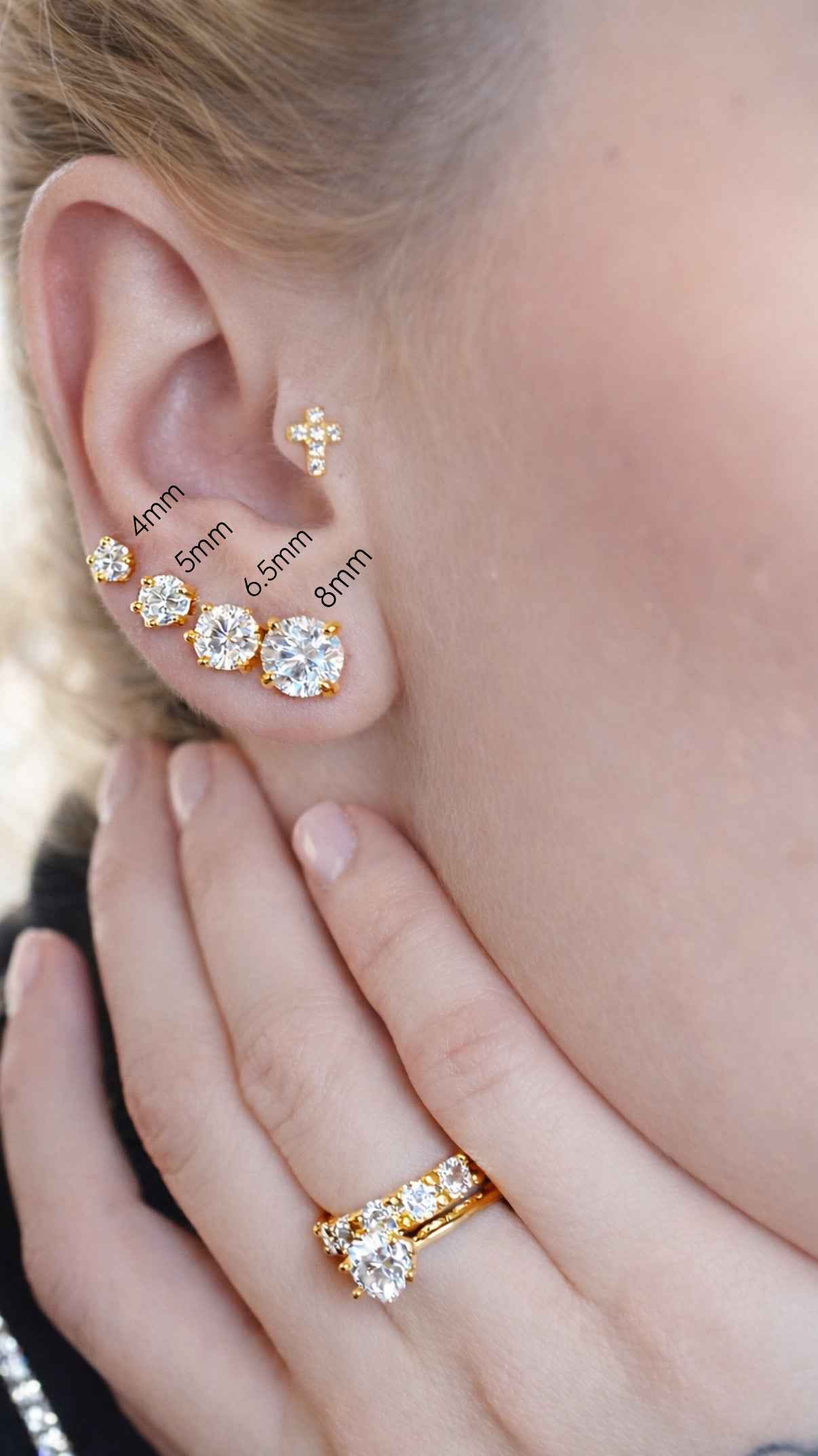 Chelsea Solitaire Stud Earrings 4mm — 18k Gold