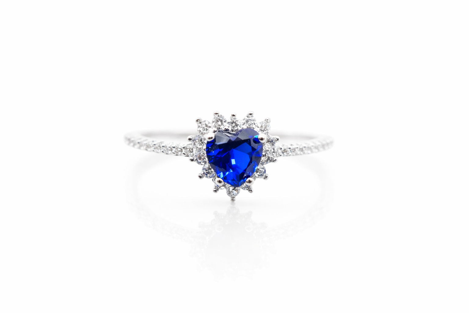 Aurora Sapphire Halo Ring - Rubielle London