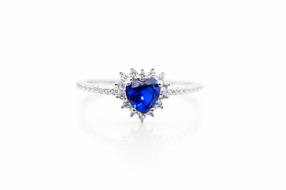 Aurora Sapphire Halo Ring - Rubielle London