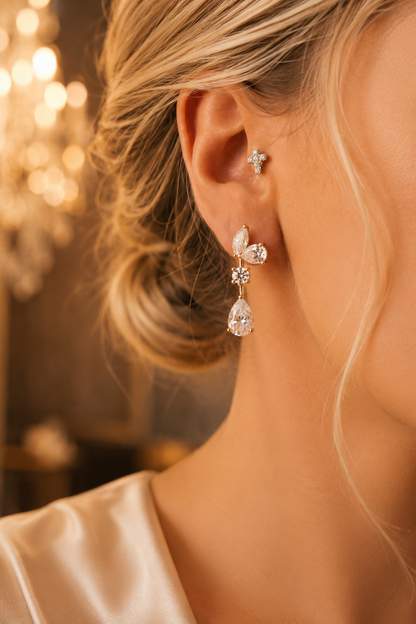 Halcyon Cascade Moissanite Earrings — Vermeil Edition