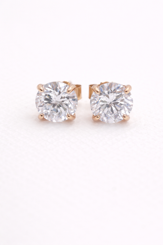 Chelsea Solitaire Stud Earrings 8mm — 18k Gold - Rubielle London