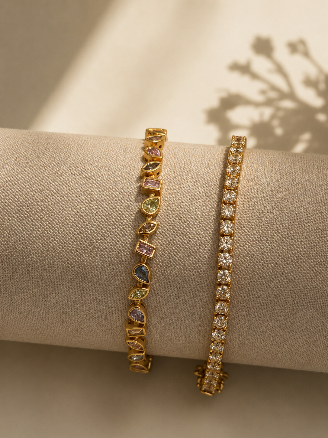 The Mayfair Champagne Tennis Bracelet - 18k Gold Vermeil - Rubielle London
