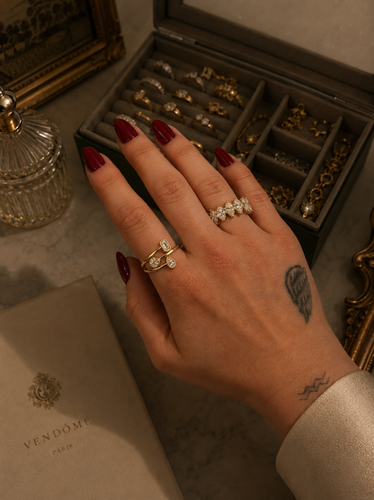Sloane Trio Moissanite Ring — 18k Gold Vermeil Edition - Rubielle London