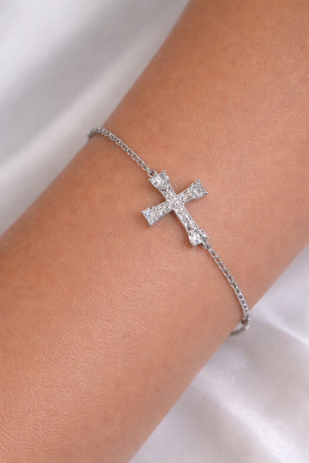 Windsor Crystal Cross Bracelet - Rubielle London