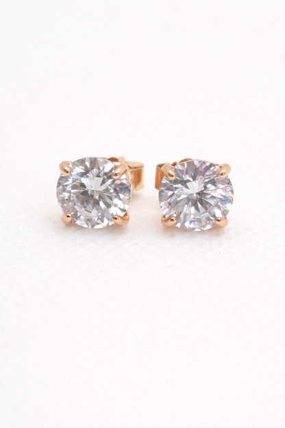 Chelsea Solitaire Stud Earrings 6.5mm — 18k Gold - Rubielle London