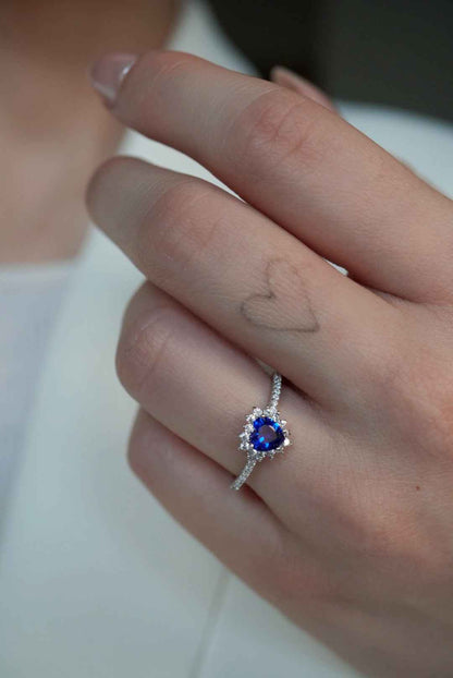 Aurora Sapphire Halo Ring