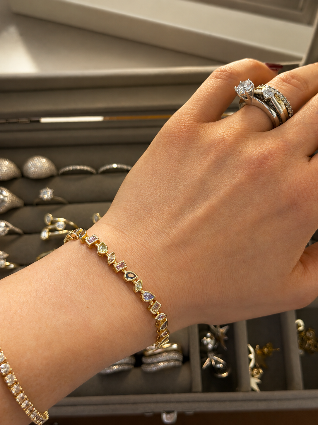 The Kensington Mosaic Tennis Bracelet - Rubielle London