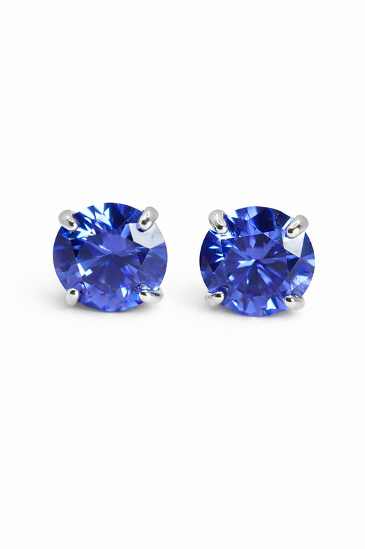 Chelsea Tanzanite Stud Earrings 8mm - Rubielle London
