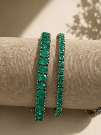 The Chivor Colombian Emerald Tennis Bracelet - 3mm - Rubielle London