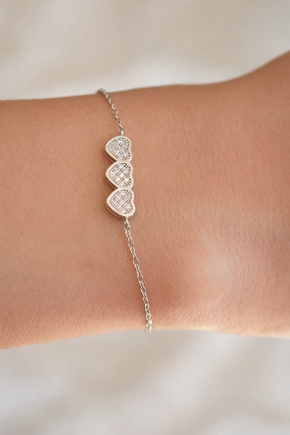 Windsor Triple Heart Bracelet - Rubielle London