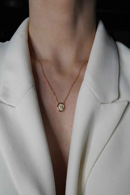 Aurelia Oval Halo Necklace