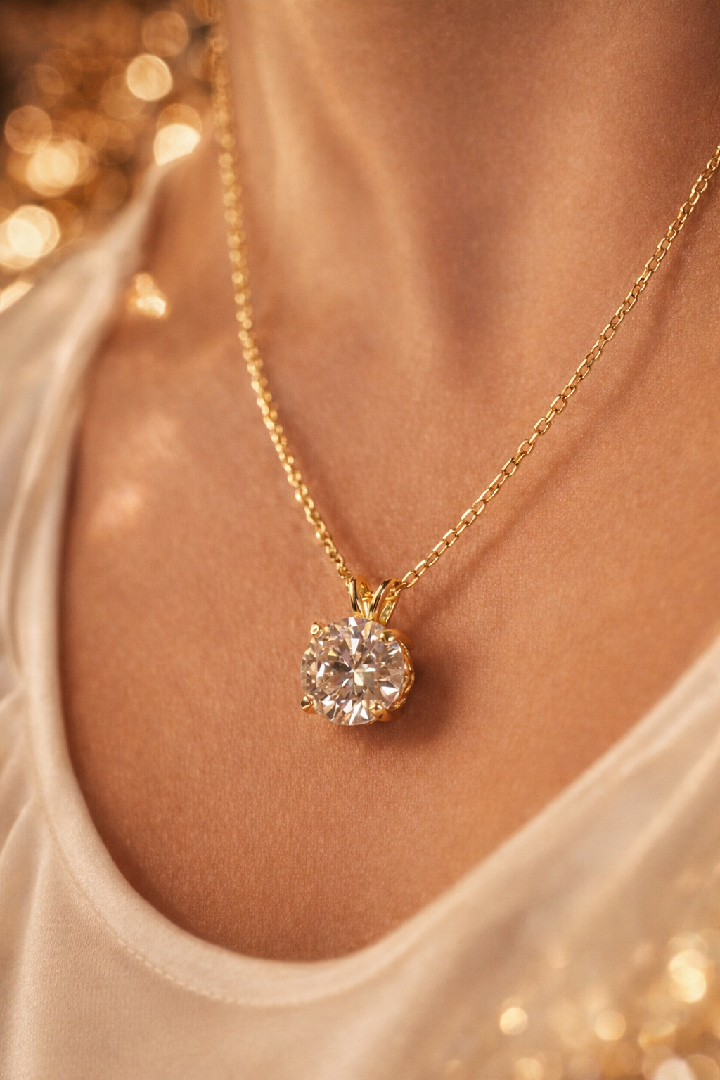 Majesty Moissanite Necklace 8mm — 14k Gold Filled - Rubielle London