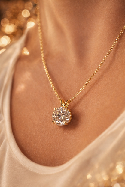 Majesty Moissanite Necklace 8mm — 14k Gold Filled - Rubielle London