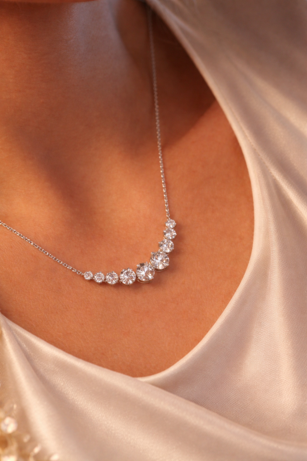 Ascot Graduated Moissanite Necklace - Rubielle London