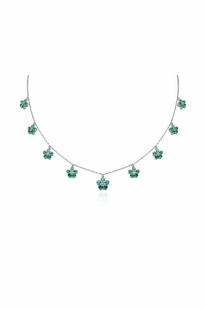Kew Emerald Flower Chain Necklace - Rubielle London