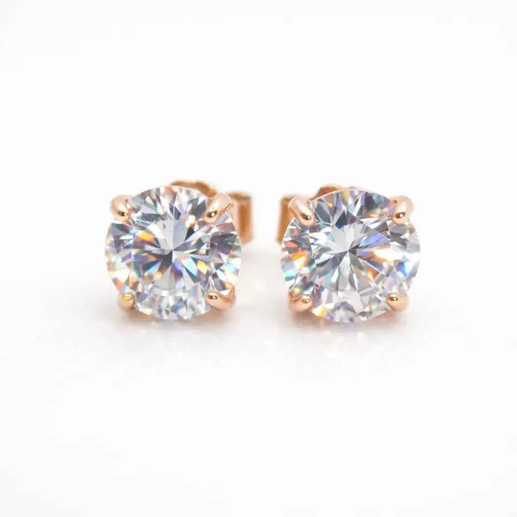 Sovereign Moissanite Stud Earrings 6.5mm — 18K Gold