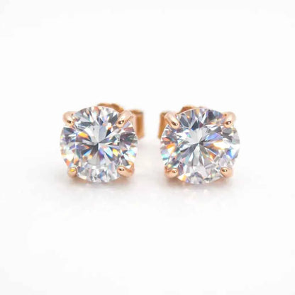 Sovereign Moissanite Stud Earrings 6.5mm — 18K Gold