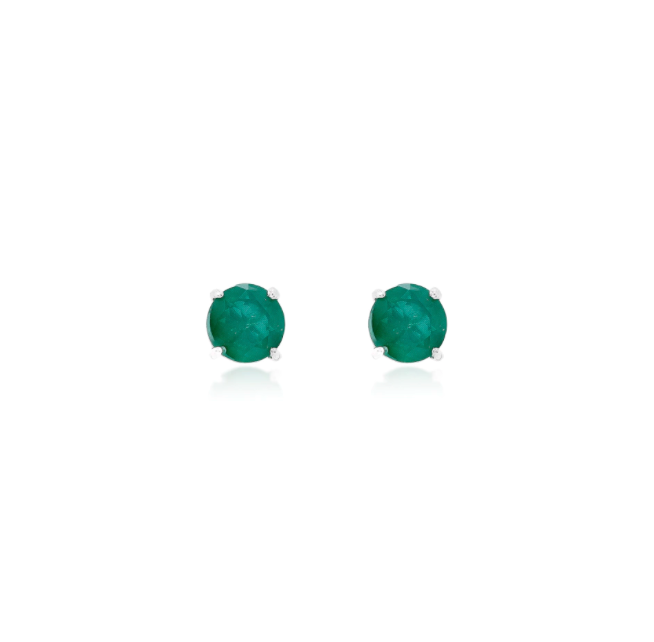 Chelsea Solitaire Emerald Stud 8mm - Rubielle London