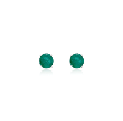 Chelsea Solitaire Emerald Stud 8mm - Rubielle London