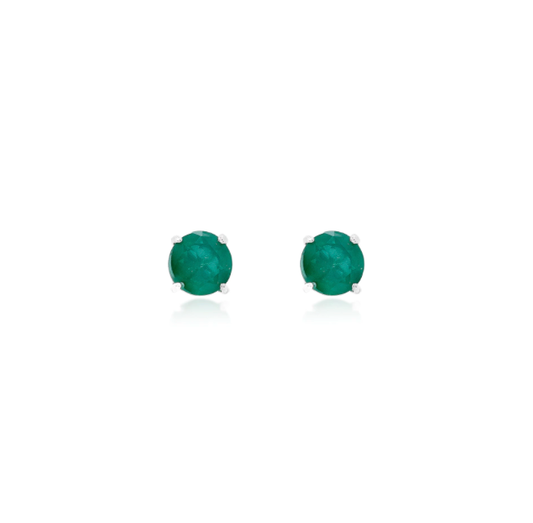 Chelsea Solitaire Emerald Stud 8mm - Rubielle London