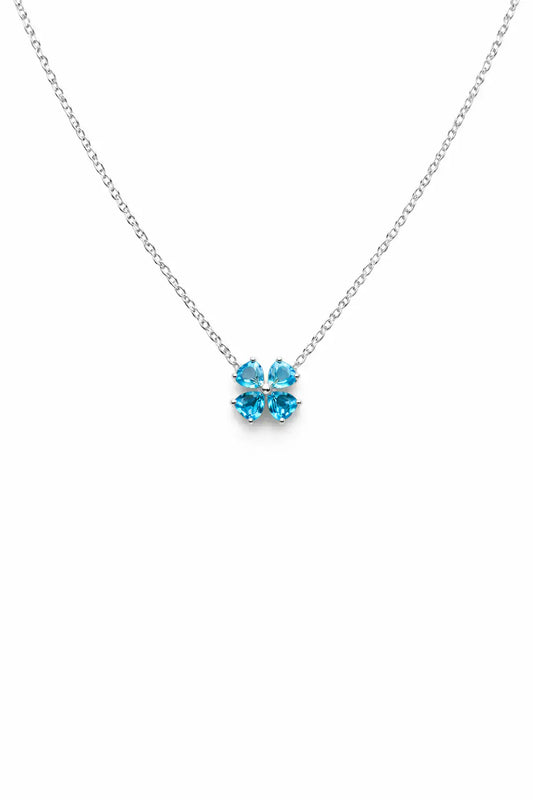 Alboni Clover Aquamarine Necklace - Rubielle London