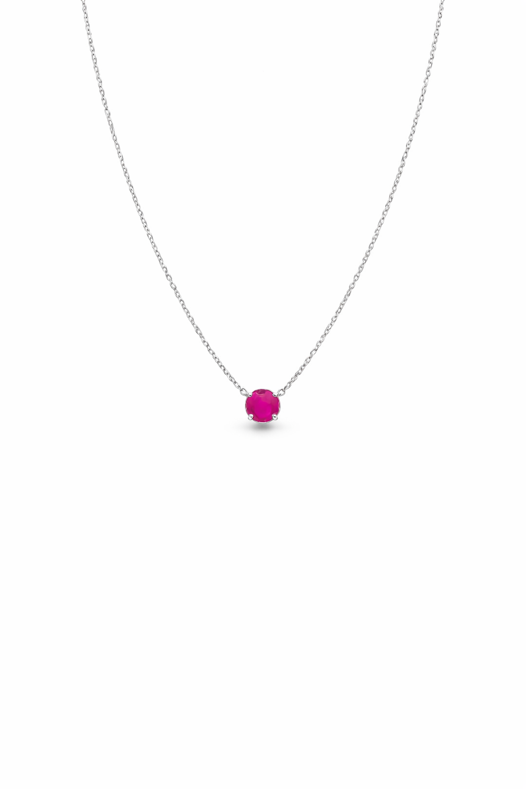 Chelsea Solitaire Pink Sapphire Necklace - Rubielle London