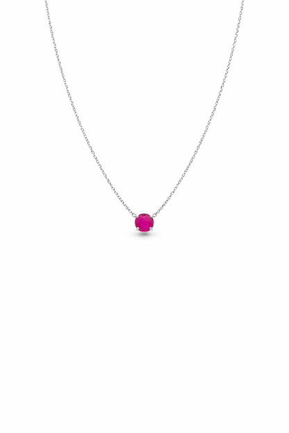 Chelsea Solitaire Pink Sapphire Necklace - Rubielle London