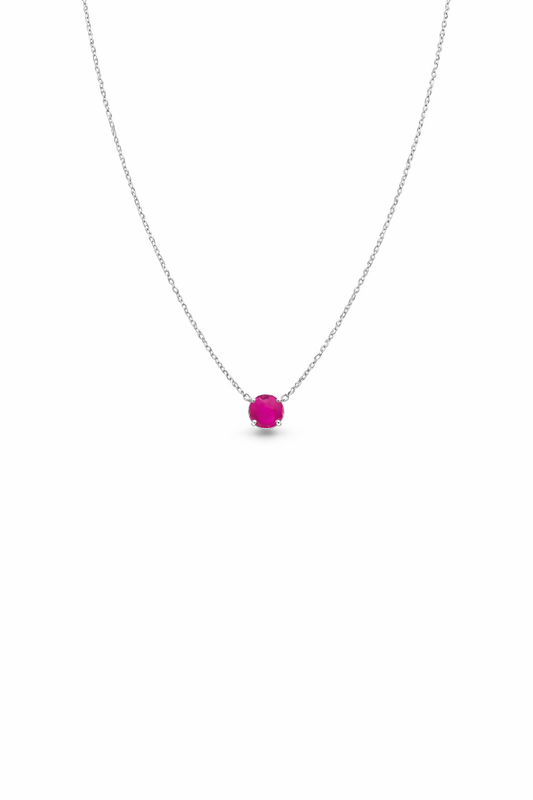 Chelsea Solitaire Pink Sapphire Necklace - Rubielle London