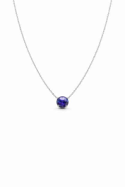 Chelsea Solitaire Tanzanite Necklace 8mm - Rubielle London