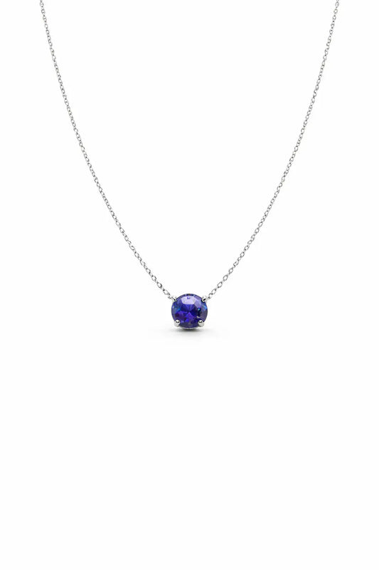 Chelsea Solitaire Tanzanite Necklace 8mm - Rubielle London
