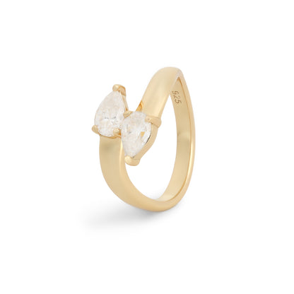 Kensington Pear Duet Moissanite Ring — Vermeil Edition - Rubielle London