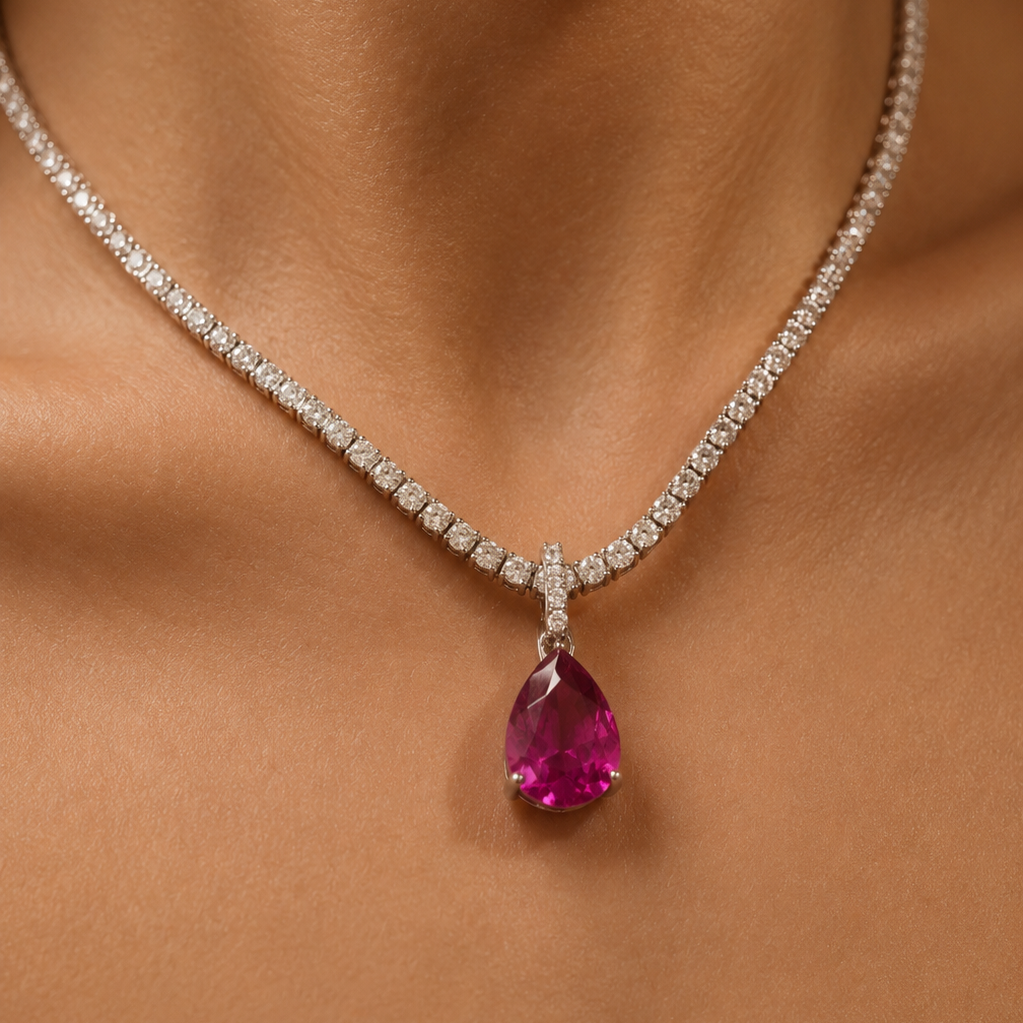 Rosebury Necklace Pendant | Lab Grown Pink Sapphire
