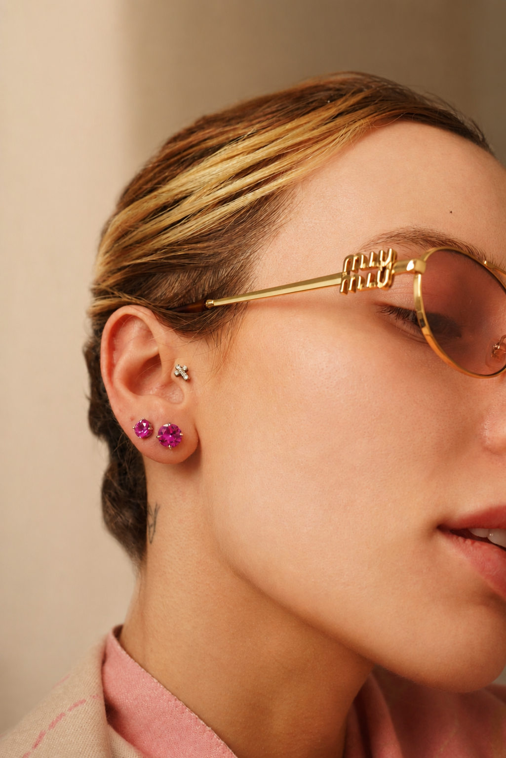 Chelsea Solitaire Pink Sapphire Earrings 6mm | Lab Grown