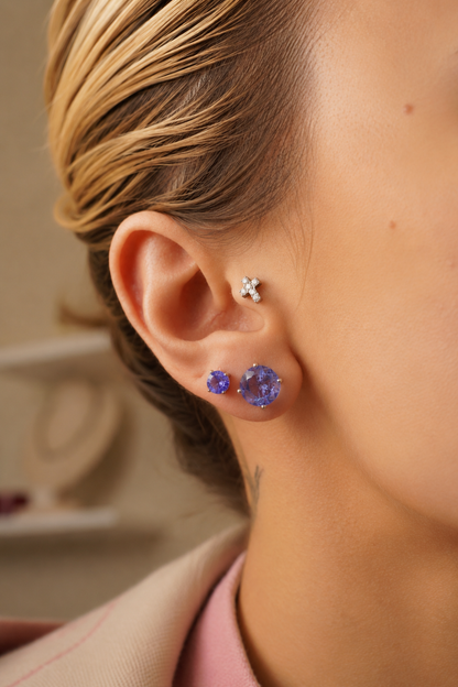 Chelsea Tanzanite Stud Earrings 8mm | Lab Grown
